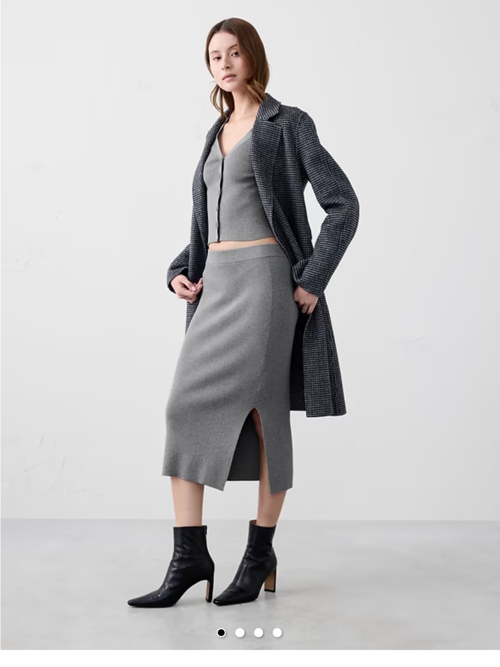 Banana Republic Factory Grey Ribbed Midi Skirt with Side Slit NWT